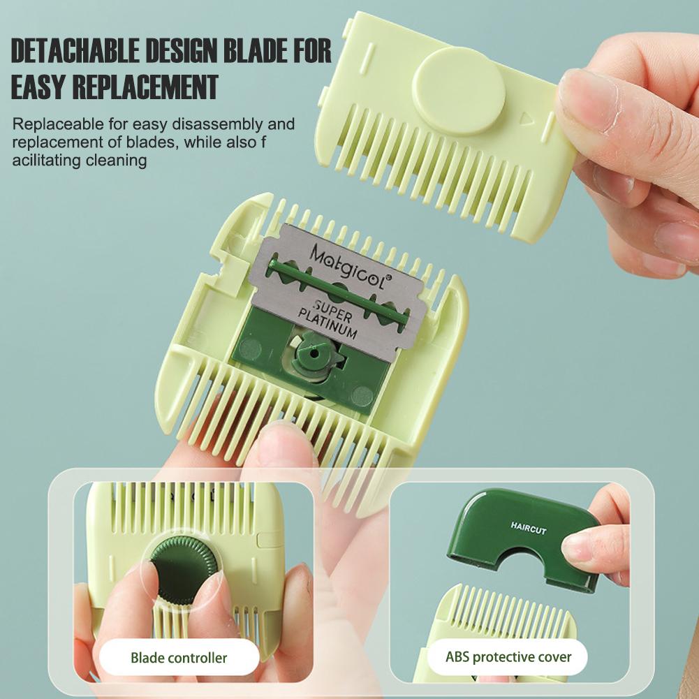 2 In 1 Hair Trimmer Bangs Trimmer  Mini Manual Hair Trimmer Comb Hair Razor Comb Cutter Portable Hair Cutting Comb Haircut Tool - Korvel