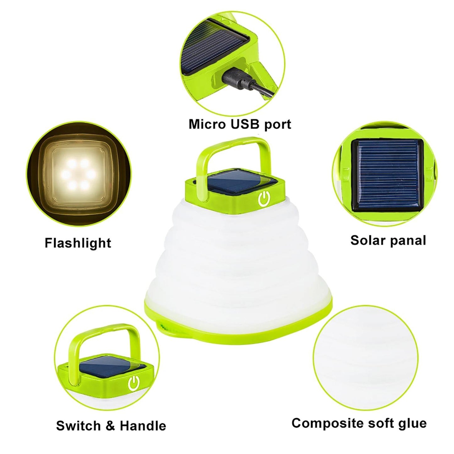 Solar Soft Adhesive Light Telescopic Light Solar Outdoor Camping Light Portable Folding Light LED Bubble Light - Korvel