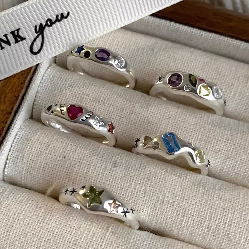 Anillo de Diamante de Circonita de Color Dopamina Love para Mujeres