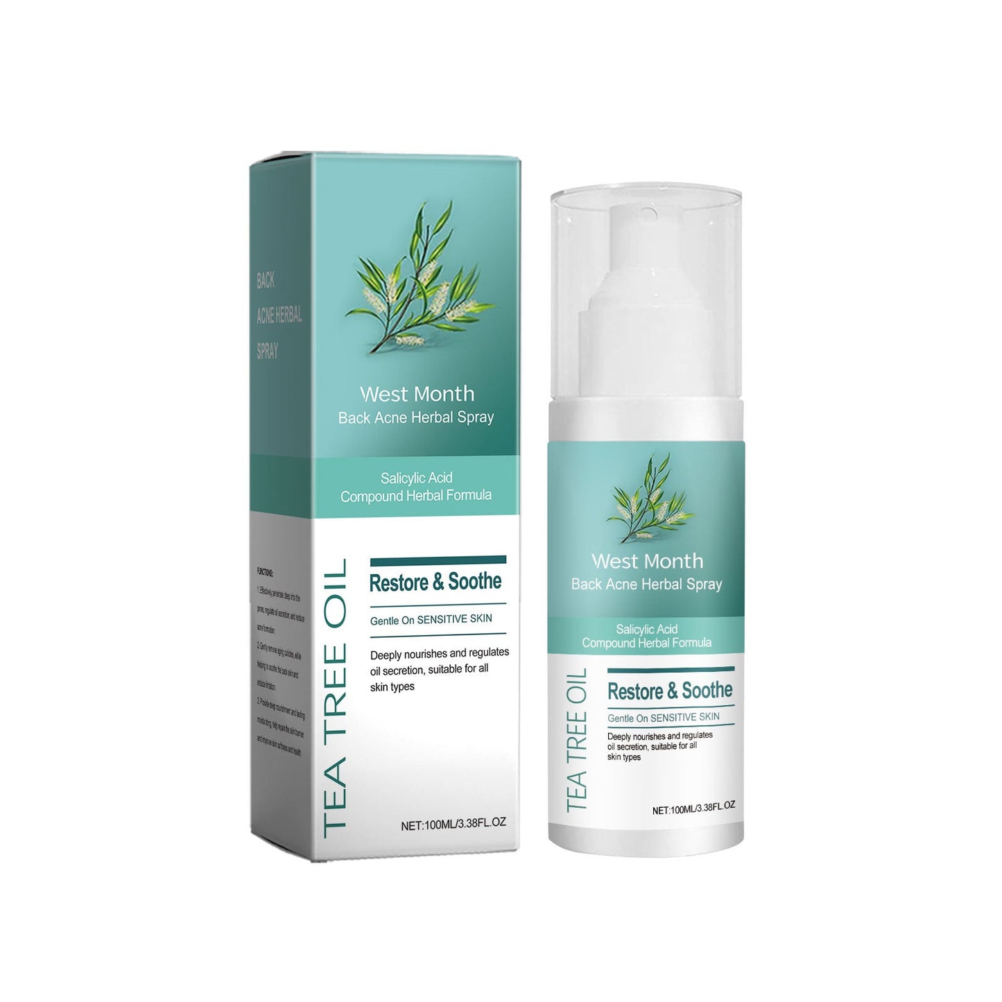 Herbal Back Care Spray Gentle Hydrating Massage Treatment Moisturizes And Smoothes Body Skin - Korvel