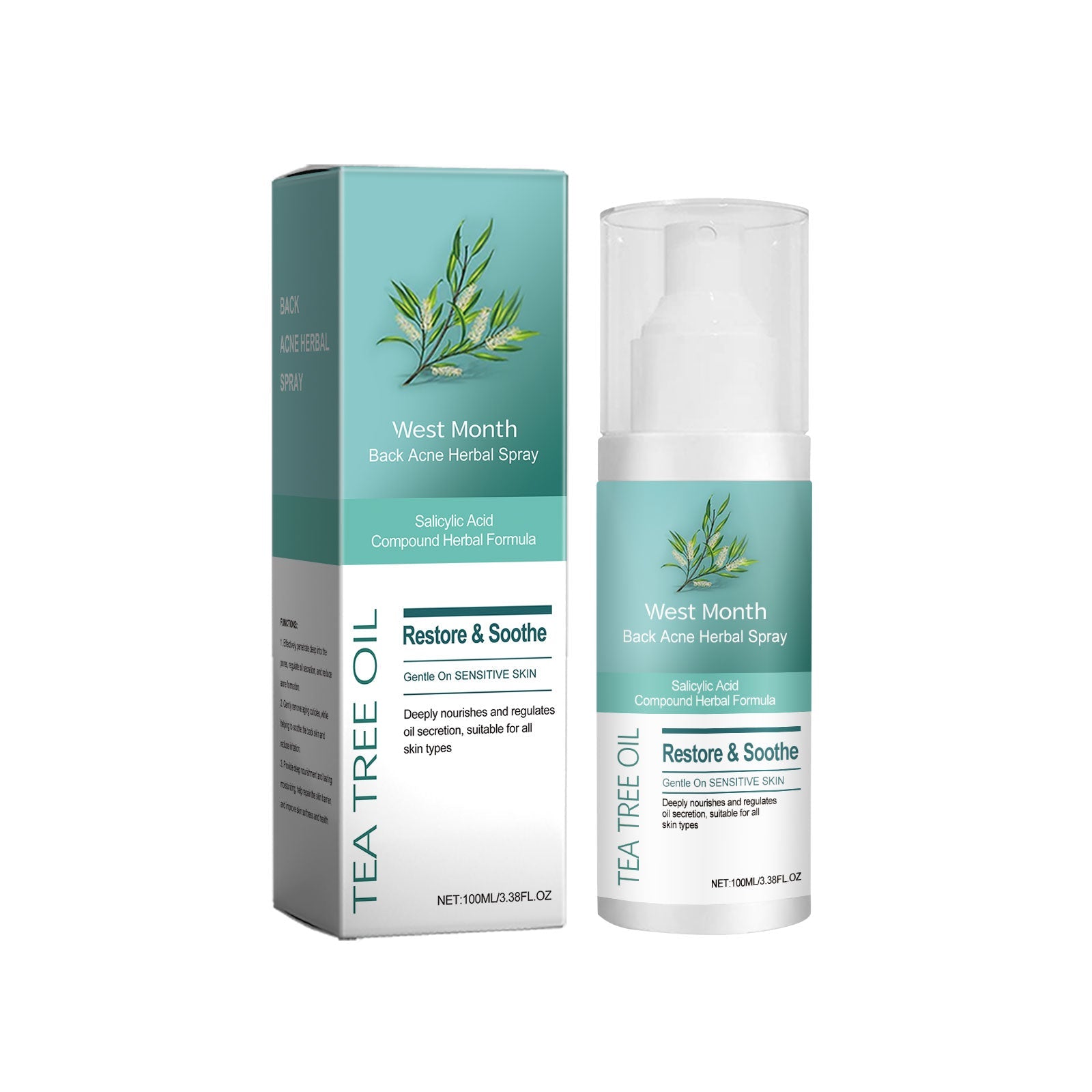 Herbal Back Care Spray Gentle Hydrating Massage Treatment Moisturizes And Smoothes Body Skin - Korvel
