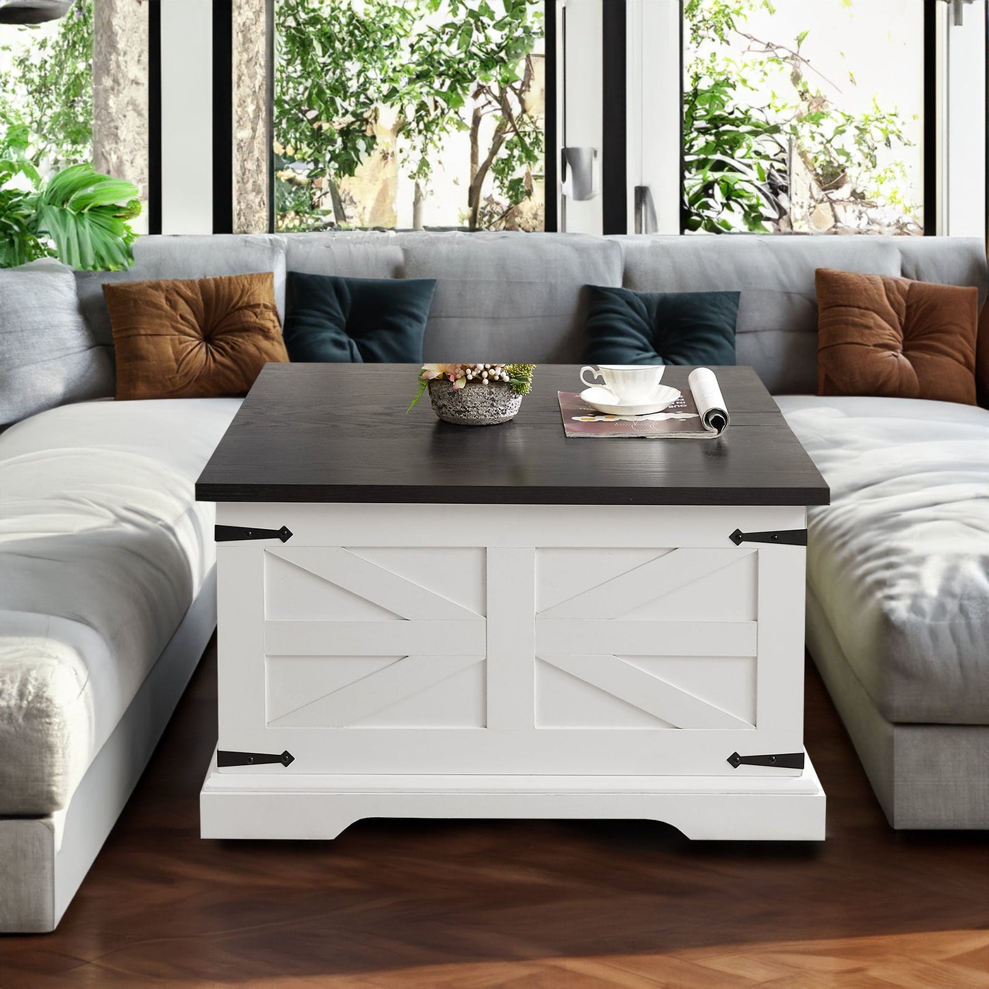 Rustic Farmhouse Coffee Table with Lift Top