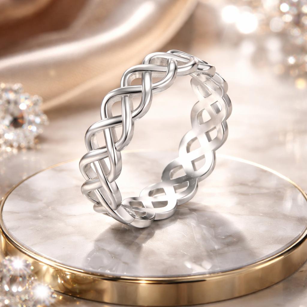Bague élégante en argent sterling 925 et or blanc - Taille 6.0