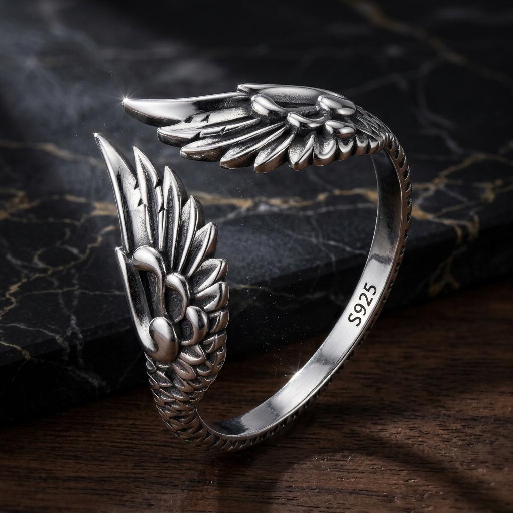 Bague oxydée en argent sterling 925 élégante pour hommes