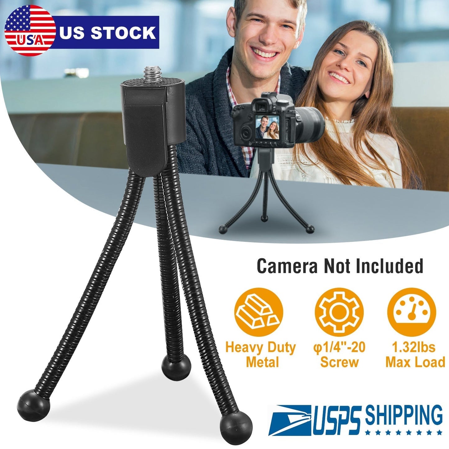 LJG Flexible Tabletop Tripod Stand for Cameras & Mini Projectors