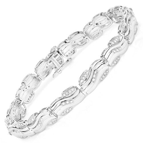 0.84 Carat Genuine White Diamond Sterling Silver Bracelet