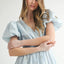Elegant Eyelet Lace Puff Sleeve Midi Dress for Women