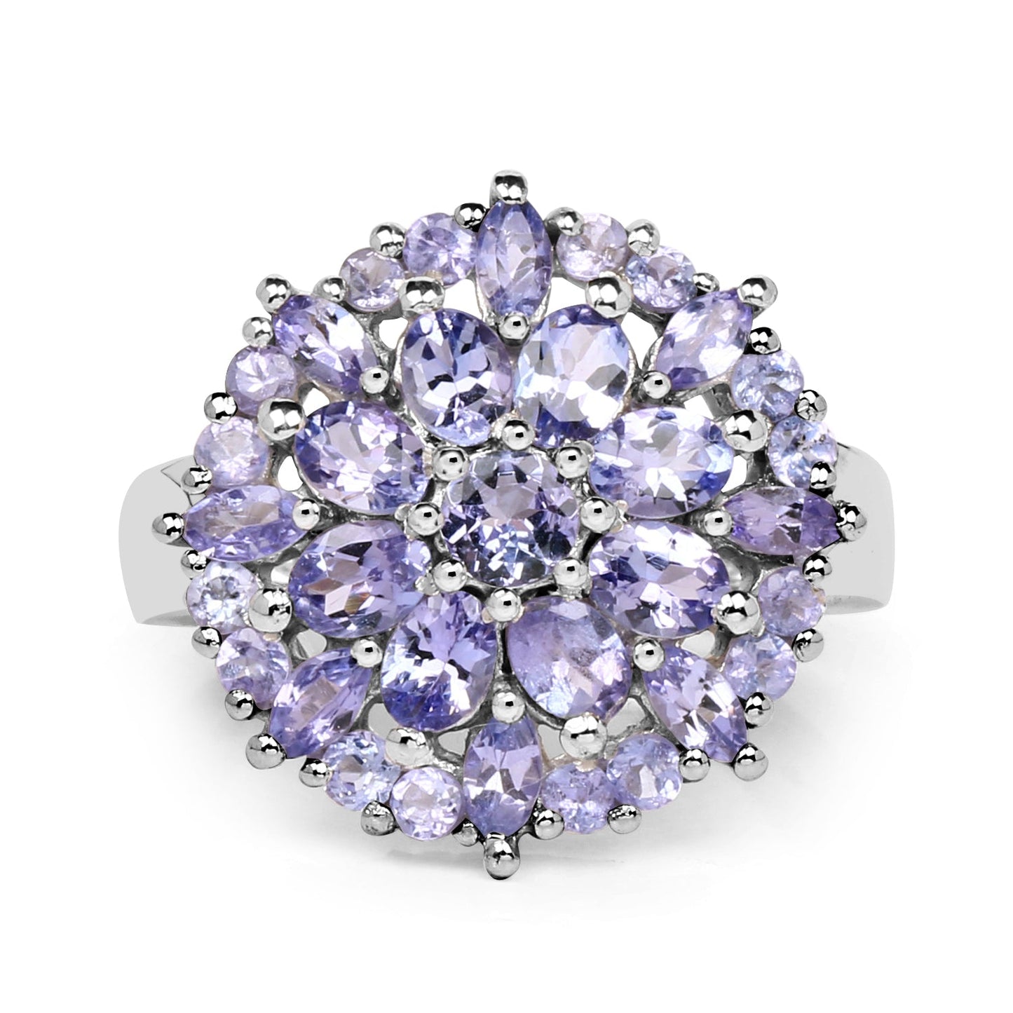 2.79 Carat Genuine Tanzanite Sterling Silver Engagement Ring