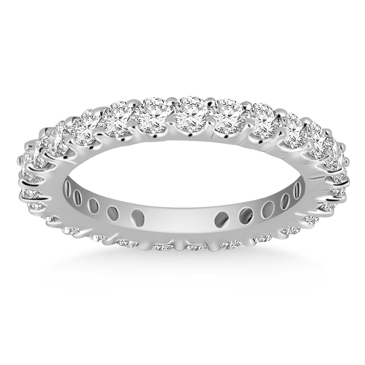 Anillo de Eternidad de Diamantes Redondos en Oro Blanco de 14k