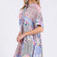 Pink Floral Collared Neck Half Sleeve Mini Shirt Dress