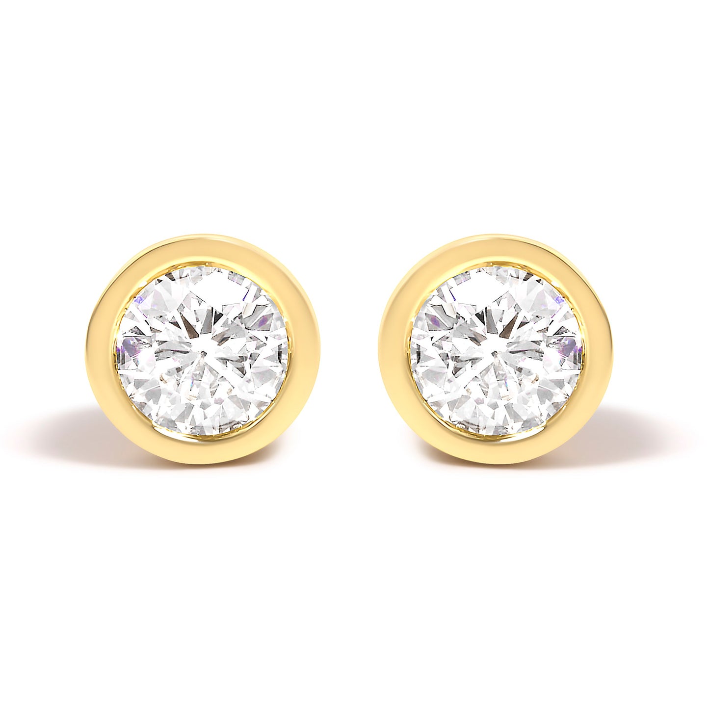 14K White Gold Lab Grown Diamond Bezel Solitaire Stud Earrings