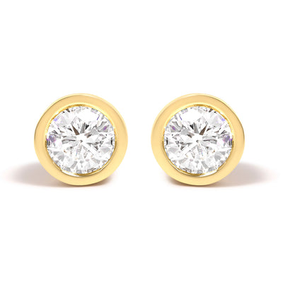 Pendientes de Stud Solitario con Diamantes de Laboratorio en Oro Blanco de 14K