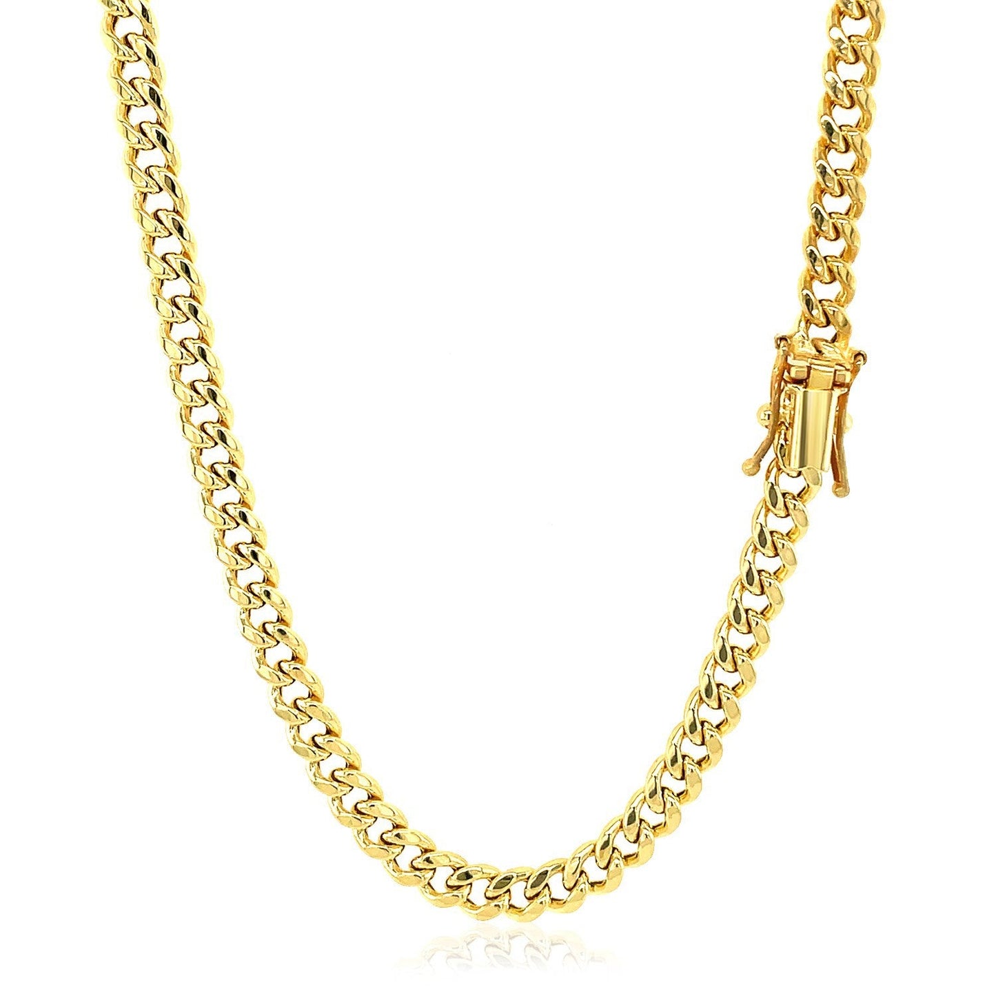 14k Yellow Gold Semi Solid Miami Cuban Chain - 4.5mm