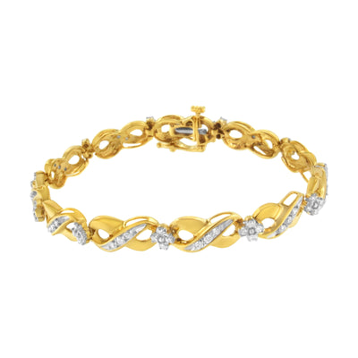 Bracelet Infini Amour en Diamant Taille Ronde en Or Jaune 10K