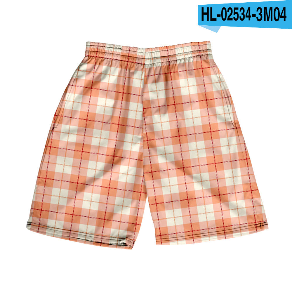 Men's Plaid Casual Beach Shorts