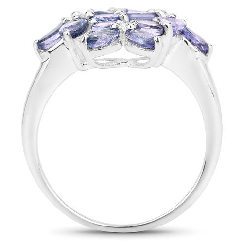 Anillo de Compromiso de Plata Esterlina con Tanzanita Genuina de 2.89 Quilates