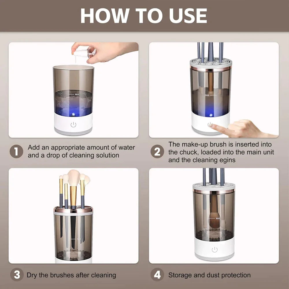 Nettoyeur et Séchoir Électrique pour Pinceaux de Maquillage