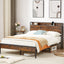 Bed frame with charging station full size, Rustic Brown, 83.1'' L x 56.1'' W x 39'' H - Korvel