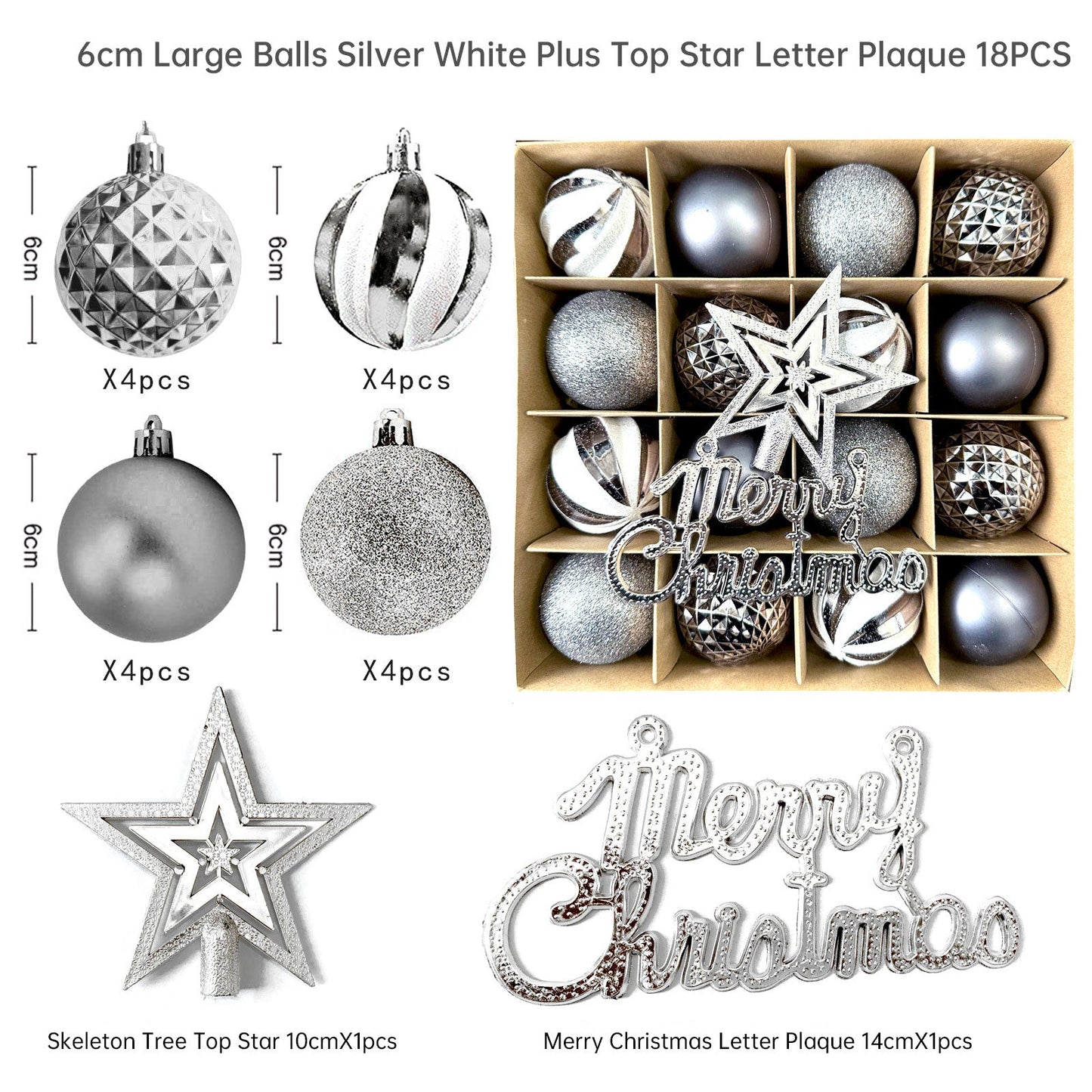 Christmas decoration 6cm electroplated ball plastic ball special-shaped painted Christmas ball gift Christmas tree pendant - Korvel