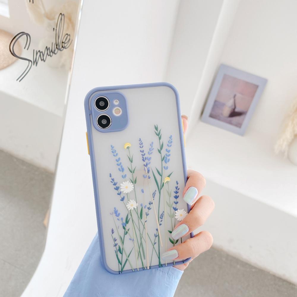 Luxury 3D Relief Flower Case For iPhone 12 Mini 11 Pro Max X XR XS Max 7 8 Plus Soft Bumper Transparent Matte PC Back Cover - Korvel