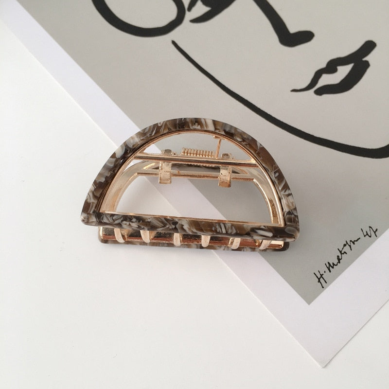 Chic Geometric Acetate Hair Claw Clamps Metal Hair Crab Women Girls Hair Clip Leopard Hairpin Hair Crab Hair Accessories - Korvel