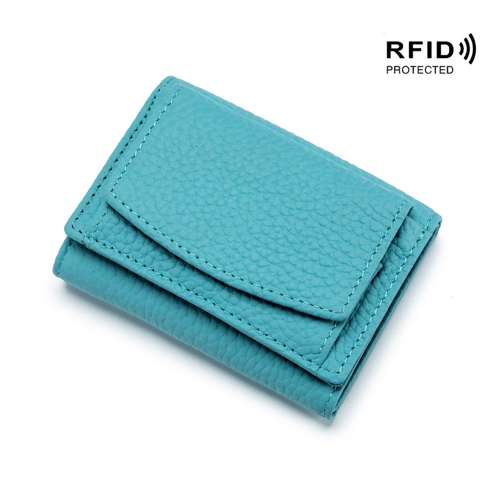 Cartera Mini de Cuero Genuino para Mujeres con Protección RFID