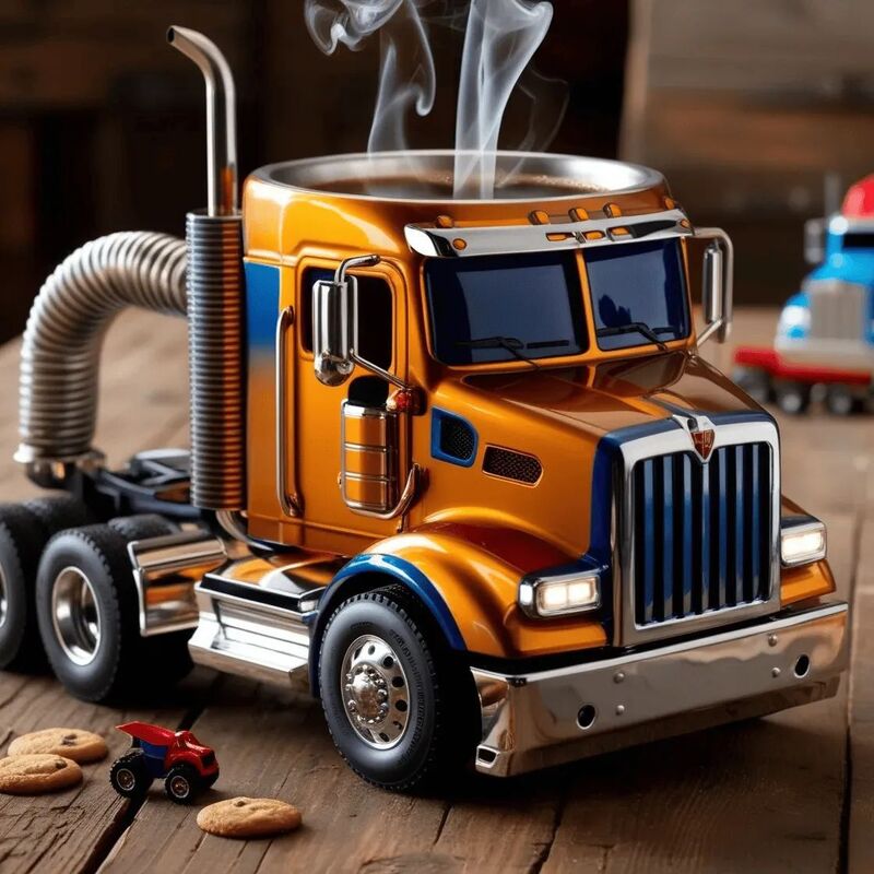 1PC Creative 11oz Truck-Design Coffee Mug. Ideal as a semi-truck coffee cup or home kitchen desktop ornament. - Korvel