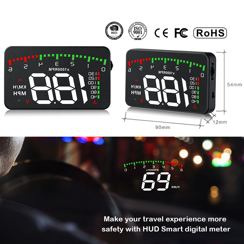 3.5 A900 HUD Head-Up Display Car-styling Hud Display Overspeed Warning Windshield Projector Alarm System Universal Auto - Korvel