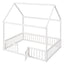 Full Size Wood House Bed with Fence and Door White Wash - Korvel