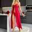 Sexy lingerie, sexy women's suspender lace long slit nightgown, pajamas - Korvel