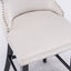 Velvet padded wing back bar stool with button tuft decoration and wooden leg chrome nail head decoration 2-piece set (beige) - Korvel