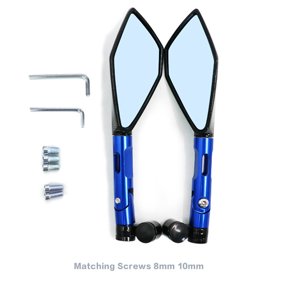 Universal CNC Aluminum Motorcycle Handlebar Rear View Mirrors Blue Anti-glare Mirror for Honda Yamaha Suzuki Scooter ktm - Korvel