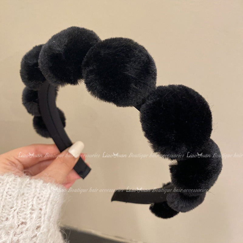 Retro Plush Hair Hoop - Women's Headband Accessory
