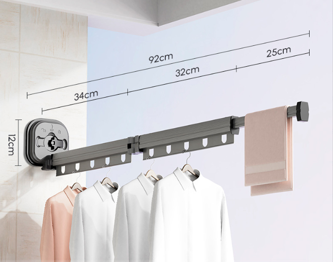 Multifunctional Retractable Fold Away Clothes Drying Hanger Space-Saving Bathrooms Usage - Korvel