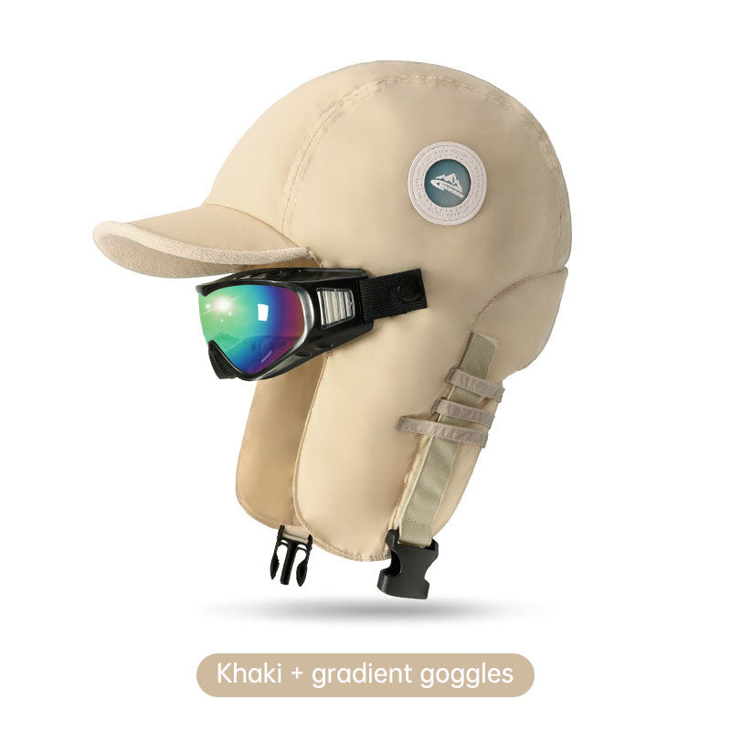 Winter ski hat warm hat men and women winter riding ear windproof plus velvet thickening pilot lei feng hat - Korvel