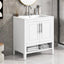 30" Bathroom Vanity with Sink  Multi-functional Bathroom Cabinet with Doors and Drawers Solid Frame and MDF Board, White - Korvel