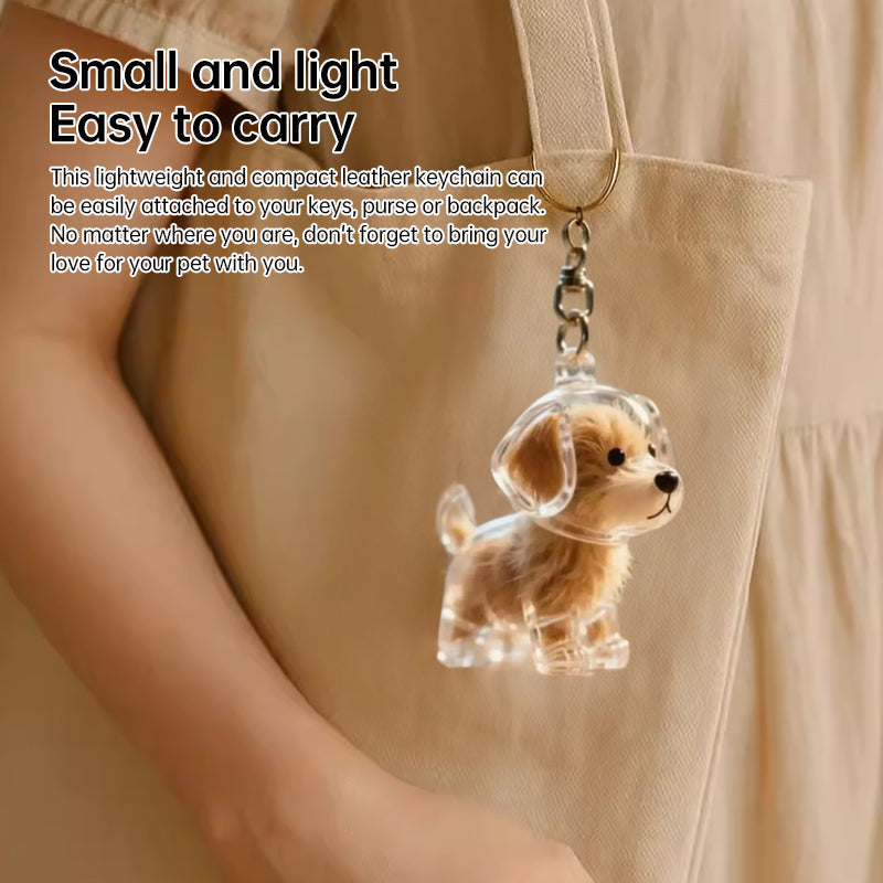 A transparent DIY pet hair memorial keychain box, a sweet keepsake for dog lovers. - Korvel