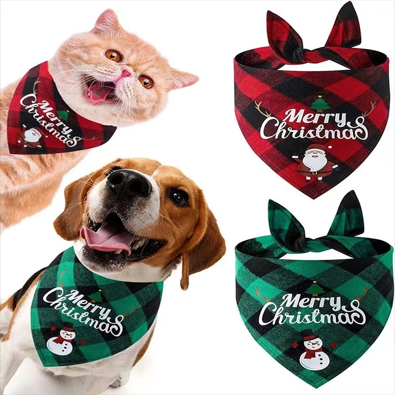 Christmas Day Border Protection Pet Small, Medium, and Large Dogs, Dogs, Cats, Teddy Triangular Towels, Water Jars - Korvel