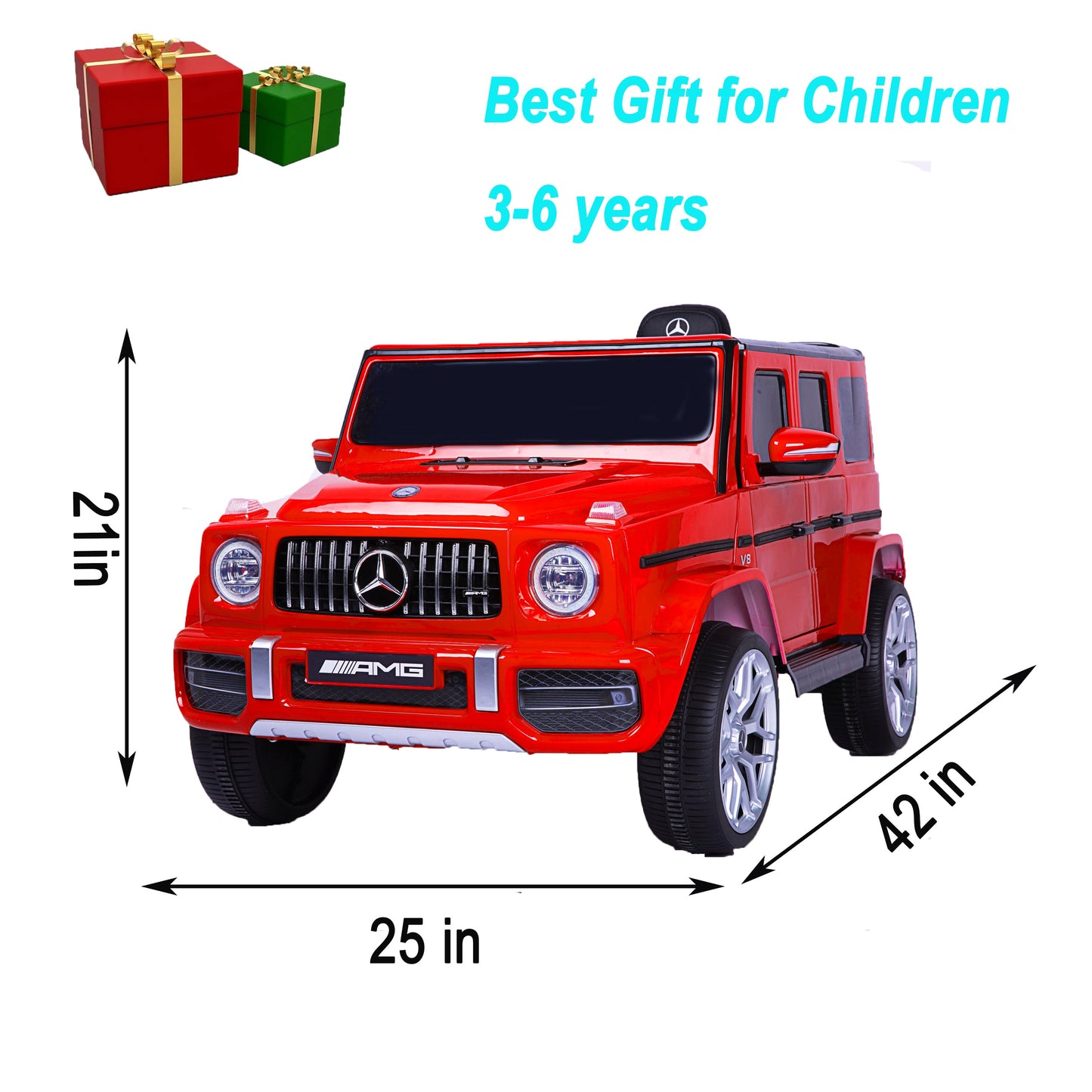 Mercedes Benz G63 Children's Electric Vehicle with Remote Control, 12V Spring Suspension, Safety Lock, and License - Korvel