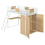 Lit mezzanine taille twin avec bureau en L et armoire - Blanc