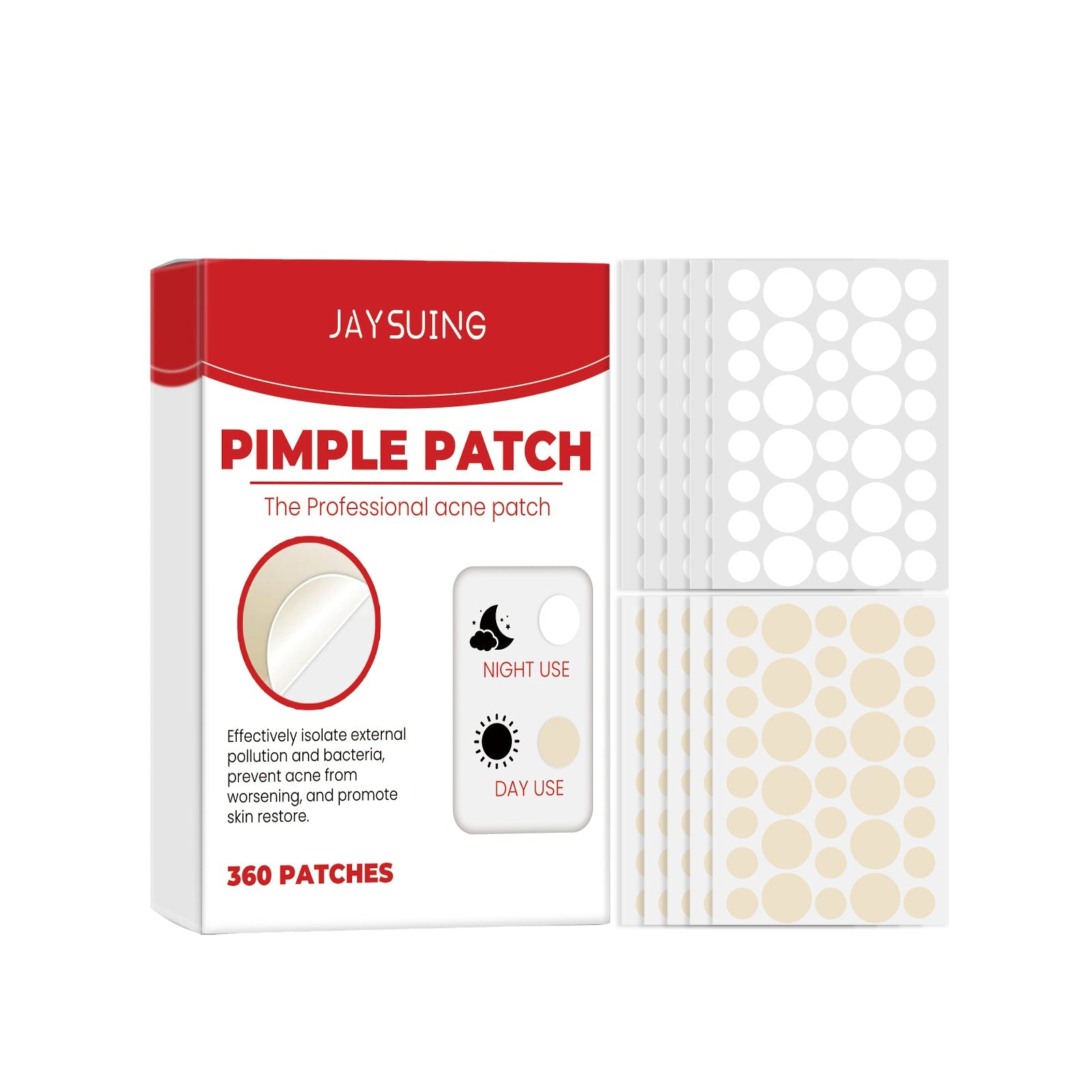 Day And Night Facial Acne Patch Repair Facial Skin Oil Control & Clear Mild Acne Cleansing Patch - Korvel