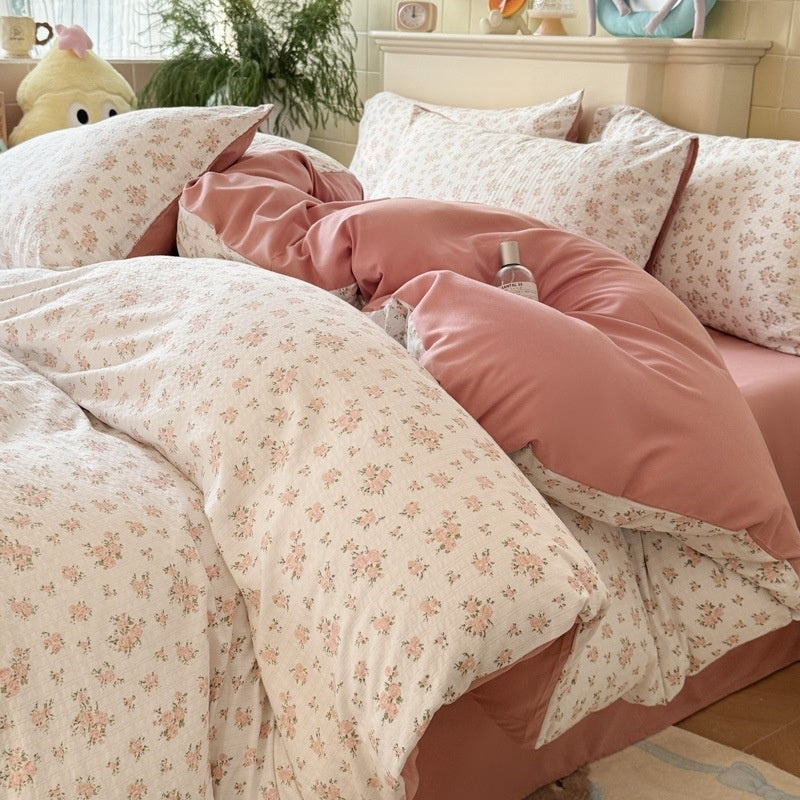 Juego de Ropa de Cama Jacquard de Cuatro Piezas de Doble Gasa
