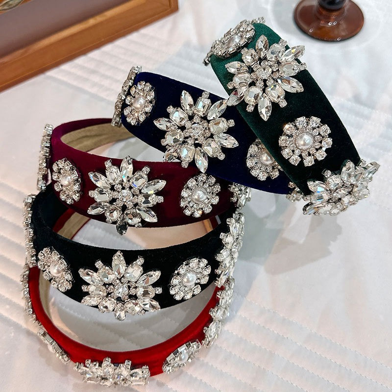 Serre-tête rétro en perles baroques et diamants d'eau