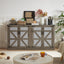 65-Inch Slate Gray Faux Rattan Sideboard with Barn Doors