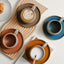 Coffee mug set ceramic retro stoneware Japanese mug and saucer combination - Korvel