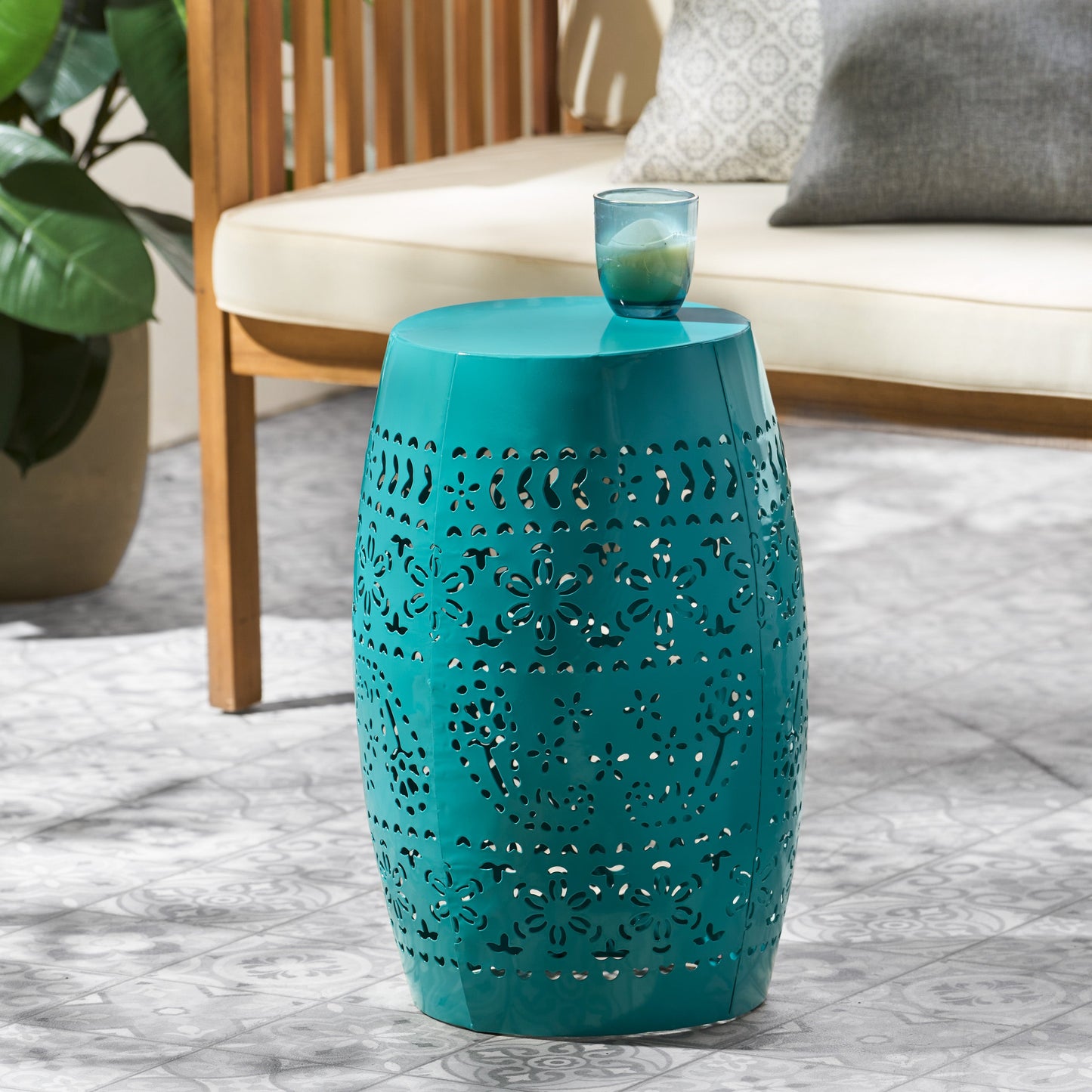 RUBY12 Side Table - Elegant Teal Accent Table