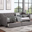 Cama nido tapizada de tamaño individual con dos cajones - Gris
