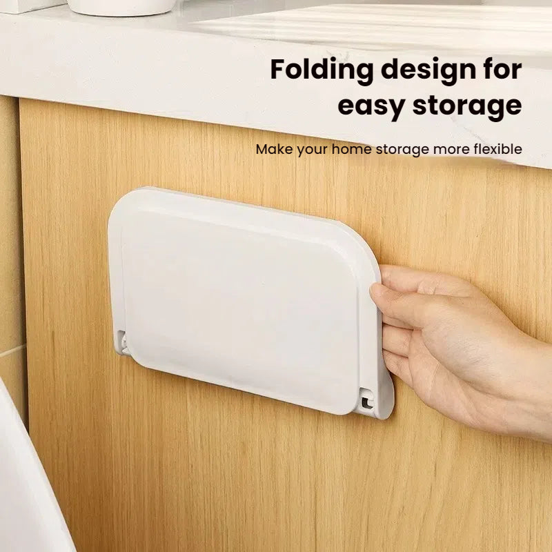 New Foldable Punch - Free Wall - mounted Plastic Floating Shelf for Bathroom and Toilet, Ideal for Towel and Clothes Storage - Korvel