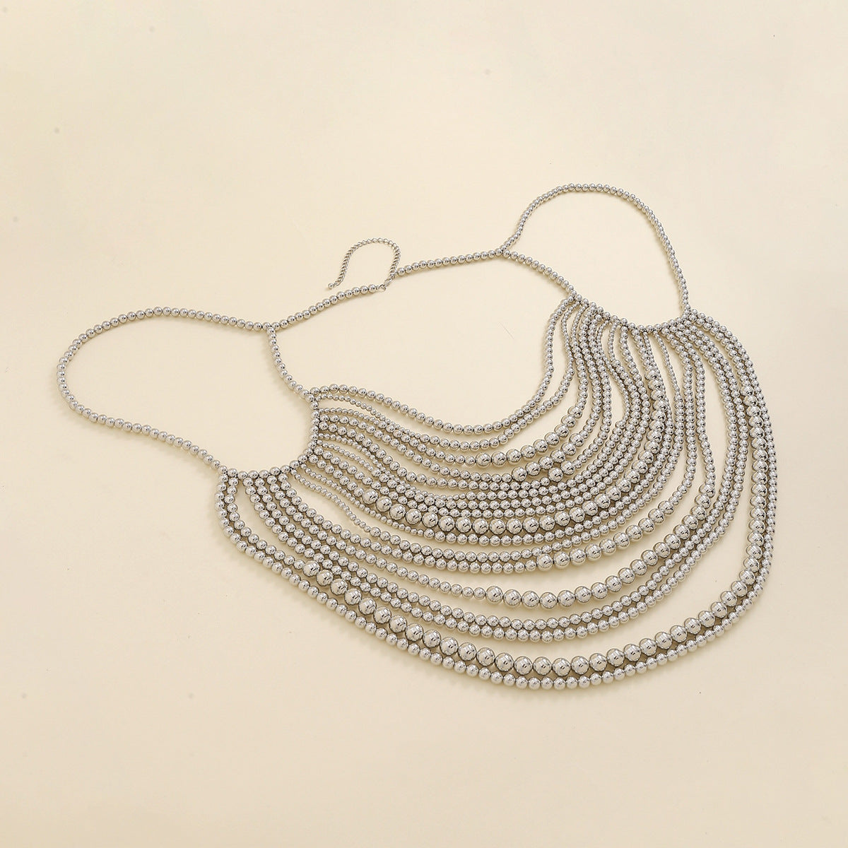 Multi Layer Imitation Pearl Black Chain Body Chain