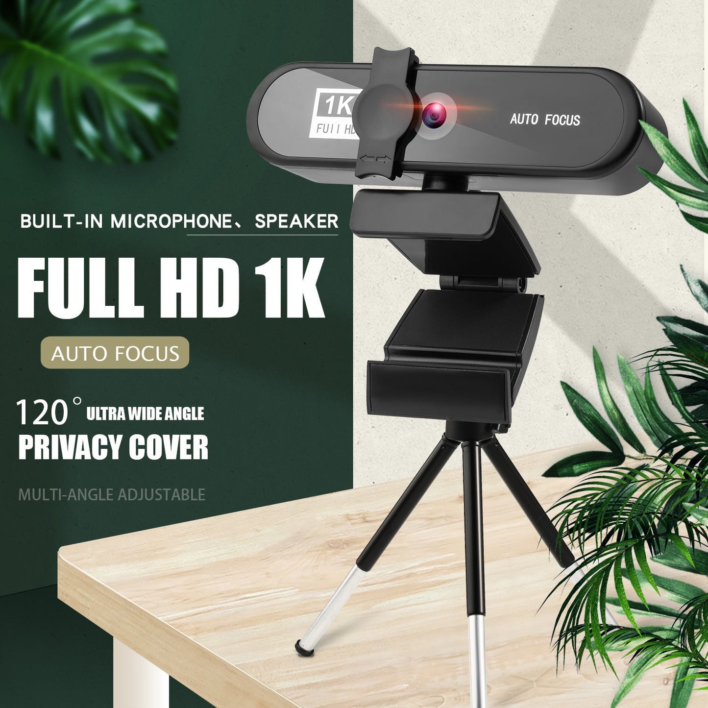 Cámara web USB con autoenfoque 4K y claridad 1080p